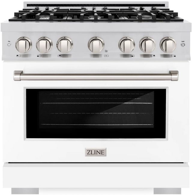 ZLINE Select 36" Stainless Steel Pro Style Gas Range with White Matte Door