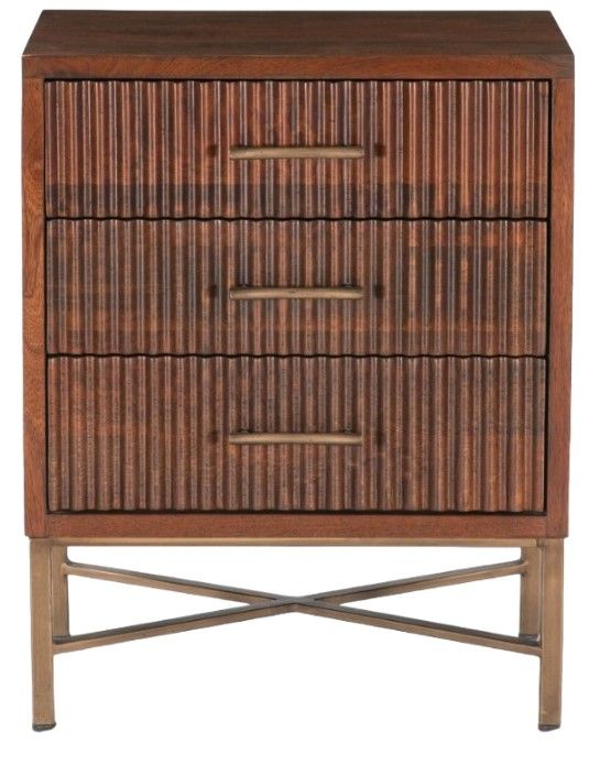 Home Trends & Design Cosmopolitan Antique Brass/Honey Brown Nightstand-1