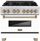 ZLINE Legacy Autograph Edition 36" Satin Stainless Steel Pro Style Dual Fuel Range with White Matte Door and Champagne Bronze Accents-0