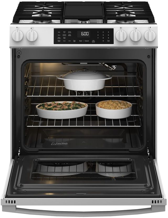 GE® 600 Series 30" White Slide-In Gas Range-3