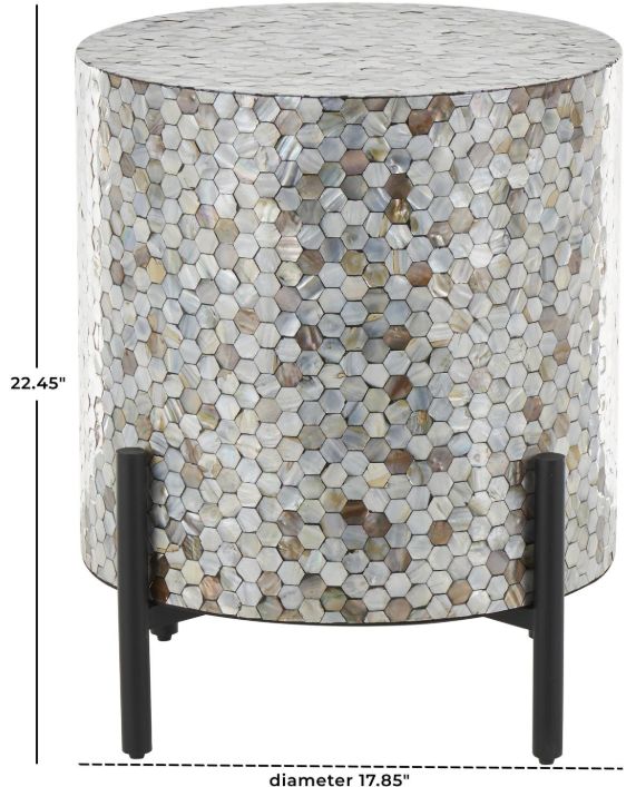 Deco Marche Silver 18" Accent Table with Black Base-2