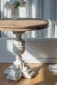 A & B Home Light Brown Round Side Table with Soft White Pedestal -5