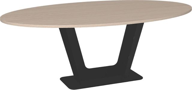 Amisco Customizable Amelia 84" Oval Dining Table with 1" White Oak Veneer Top-0