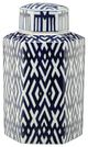 A & B Home Carlyle Blue/White Lidded Jar-1