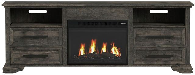 Elements International Park Ridge Charcoal 82'' TV Console with Fireplace Insert-4