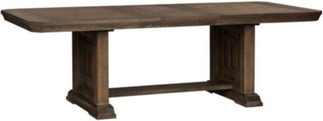 Liberty Furniture Artisan Prairie 7-Piece Aged Oak Trestle Table Set-1