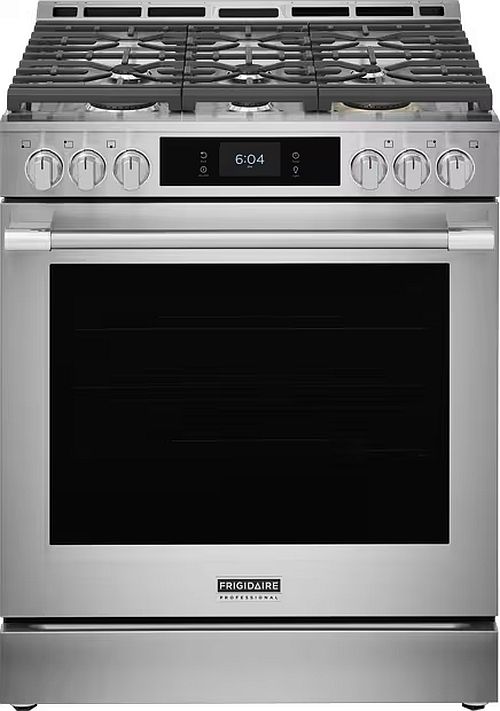 Frigidaire Professional® 30" Smudge-Proof® Stainless Steel Slide-In Gas Range with Stone-Baked Pizza-0