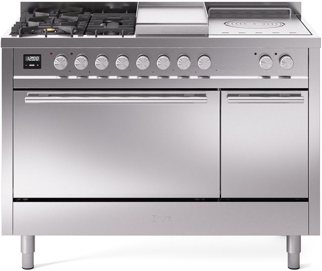 Ilve® Professional Plus II 48" Stainless Steel Pro Style Dual Fuel Range-0