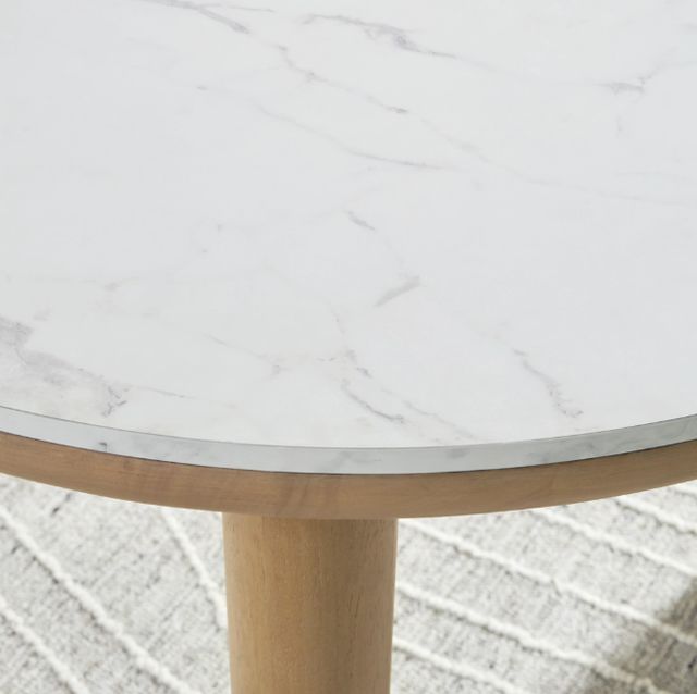 Signature Design by Ashley® Sawdyn White Round Dining Table with Light Brown Base-3