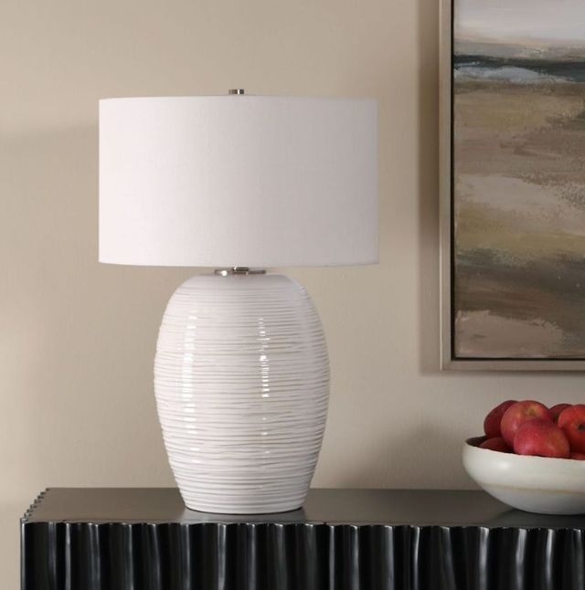 Uttermost® Alkman Powder White Glaze Table Lamp-2