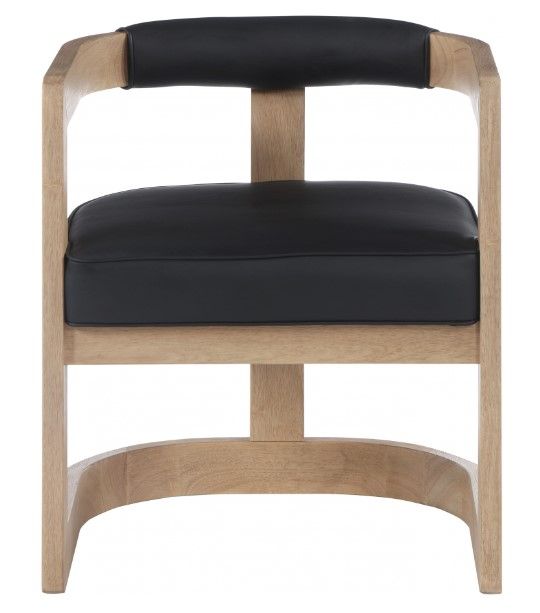 Meridian Furniture Manchester Black/Natural Vegan Leather Dining Arm Chair-1