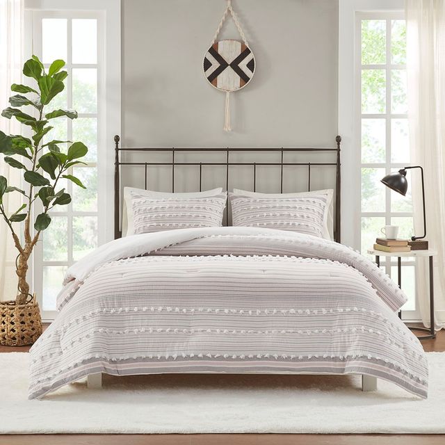 Olliix by Urban Habitat Elisa 3 Piece Cotton Blush Full/Queen Comforter Mini Set-0