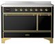 Ilve® Majestic III 48" Glossy Black Pro Style Induction Range with Solid Door and Brass Trim-0