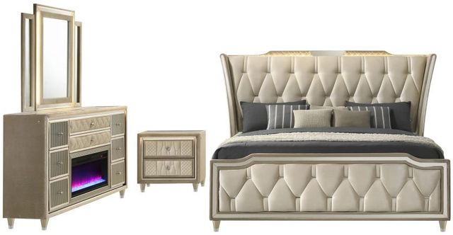 Coaster® Lorient 4-Piece Ivory/Camel Eastern King Bedroom Set-0