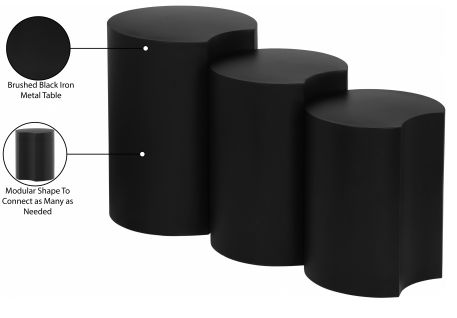 Meridian Furniture Dimple Matte Black Modular Nesting Table Set-3