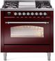 Ilve® Nostalgie II Series 36" Burgundy Pro Style Dual Fuel Range-0