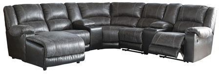 Signature Design by Ashley® Nantahala 7-Piece Slate Reclining Left-Arm Facing Sectional and Chaise with Console-1
