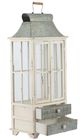 A & B Home Evelyn 2-Piece Distressed White/Gray Enclosed Lantern with Handle and Drawer Set-1