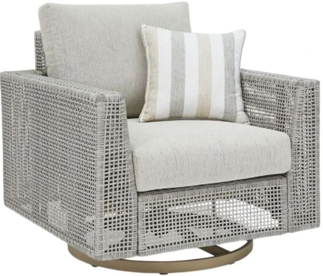 Signature Design by Ashley® Seton Creek Beige/Gray Wicker Outdoor Swivel Lounge with Cushions-0