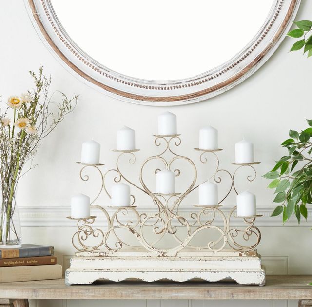 Deco Marche 10-Plate White Scroll Pillar Candelabra-4