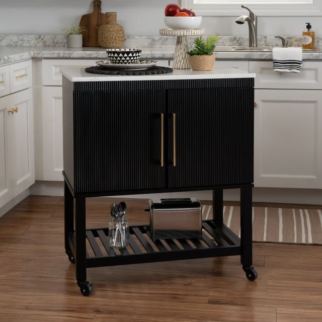 Linon Poppy Black/White Kitchen Cart-1