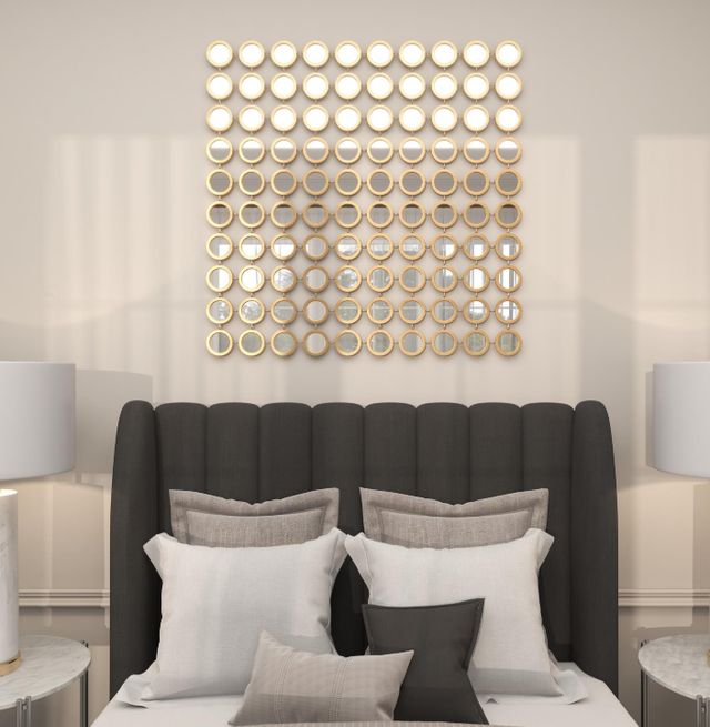 Deco Marche Gold Geometric Grid Pattern Wall Mirror-4
