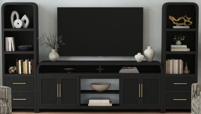 Elements International Ridgemont 3-Piece Black Entertainment Unit with 82" TV Console-0