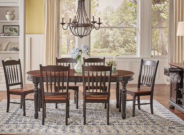 A-America® British Isles Antique Oak Extending Dining Table with Black Base-3