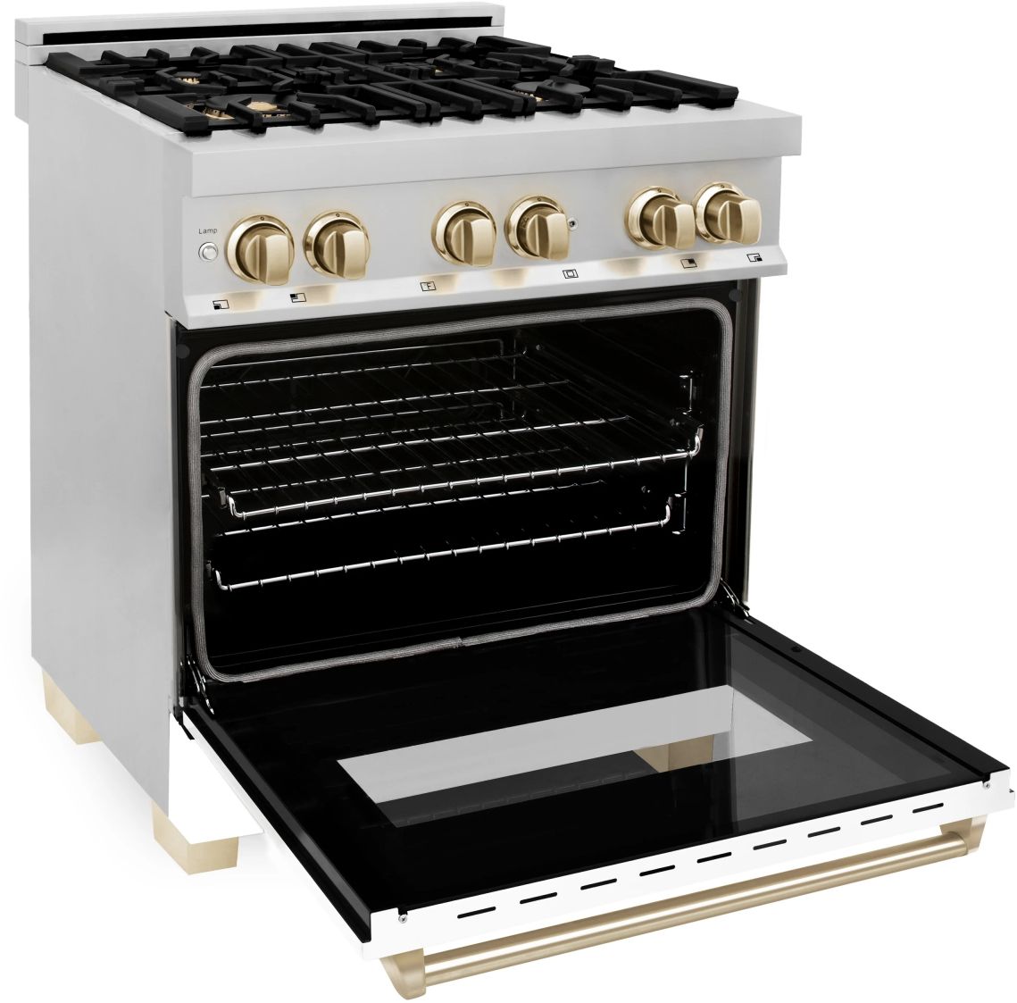 ZLINE Autograph Edition 30" Stainless Steel Pro Style Dual Fuel Range with White Matte Door - Thumbnail 2