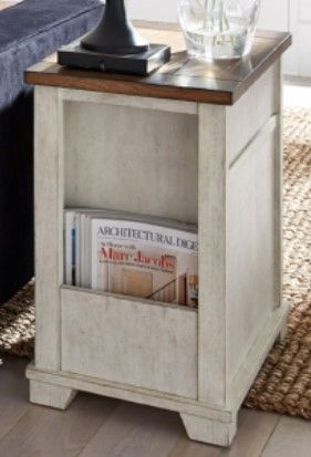 Null Furniture 5519 Rustic White/Toasted Almond Chairside Cabinet-1