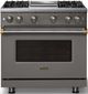 Viking® 5 Series 36" Damascus Gray Pro Style Gas (NG) Range with Brushed Brass Trim-4