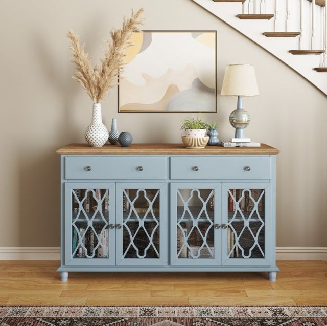 Jofran Inc. Aurora Hills Brushed Blue 4-Door Accent Chest-1