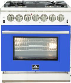 FORNO® Alta Qualita 30" Stainless Steel Pro Style Dual Fuel Range with Blue Door