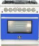 FORNO® Capriasca 30" Stainless Steel Pro Style Dual Fuel Range with Blue Door-0