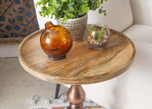 Powell® Barlmoral Natural Side Table with Antique Copper Base-2