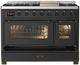 Ilve® Majestic III 48" Graphite Matte Pro Style Dual Fuel Natural Gas Range with Triple Glass Door and Burnished Trim-4