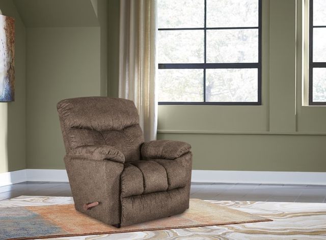 Two gray lazy boy recliners on a showroom floor