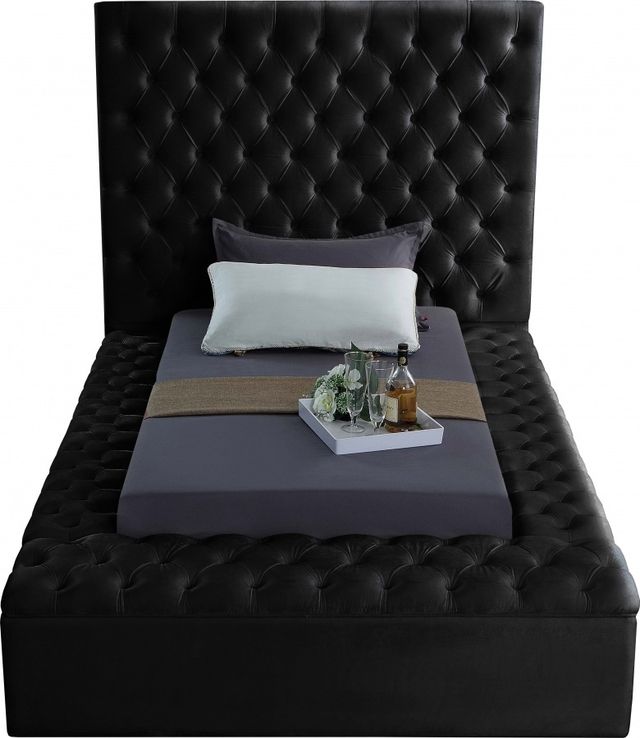Meridian Furniture Bliss Black Velvet Twin Bed-0