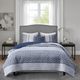 Olliix by Madison Park Bennett 4 Piece Reversible Jacquard Navy Full/Queen Coverlet Set-0