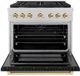 ZLINE Autograph Edition Paramount 36" Satin Stainless Steel Pro Style Dual Fuel Range with Black Matte Door and Polished Gold Accents-1