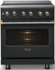 Viking® 5 Series 30" Valentine Pro Style Electric Range with Brushed Brass Trim-4