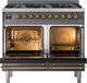 Ilve® Nostalgie II 40" Graphite Matte Pro Style Dual Fuel Range with Brass Trim-1