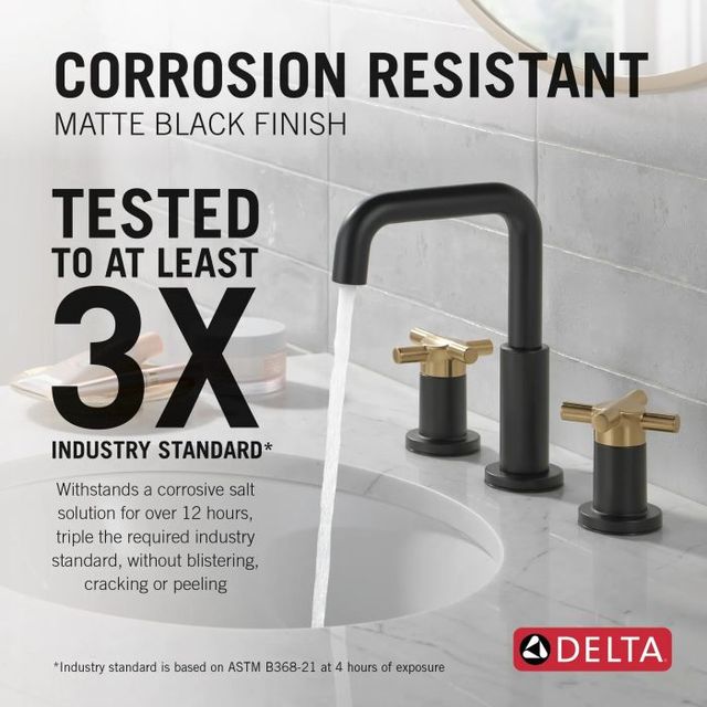 Delta Nicoli® Champagne Bronze/Matte Black 2-Handle Cross Widespread Bathroom Faucet-4