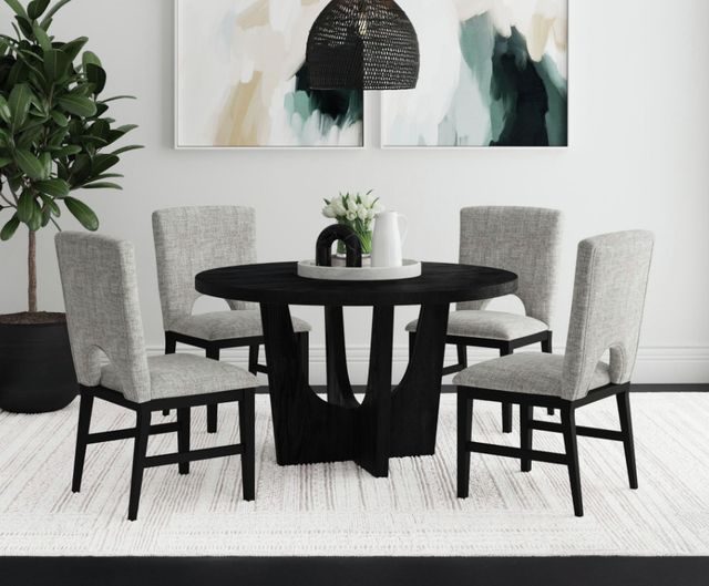 Elements International Oregon 5-Piece Gray Dining Set with Black Base-1