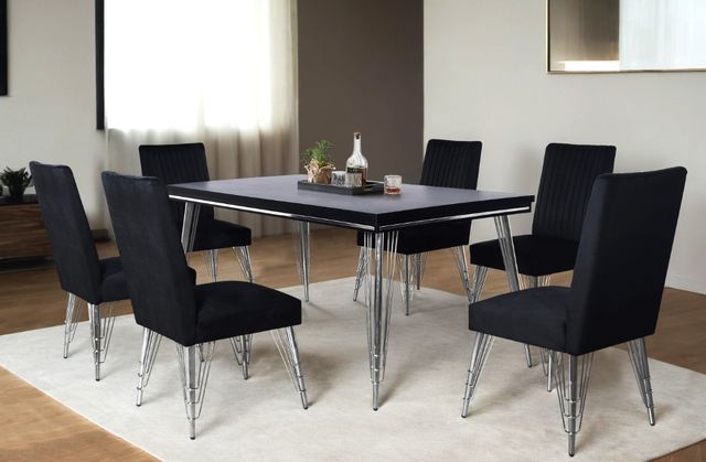 New Classic® Home Furnishings Ava Black Dining Table with Stainless Steel Base-1
