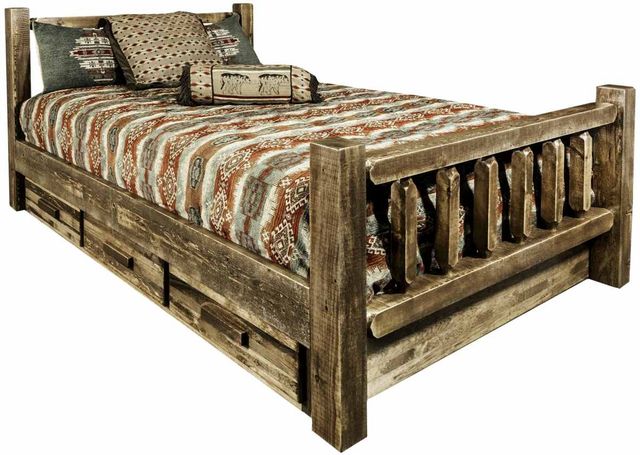 Montana Woodworks® Homestead Stain & Clear Lacquer California King Bed with Storage-0