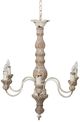 A & B Home Beige/White Distressed and Natural 6-Light Chandelier-1