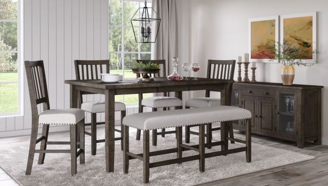 Jofran Inc. Willow Creek Beige/Chocolate Brown Counter Bench-1