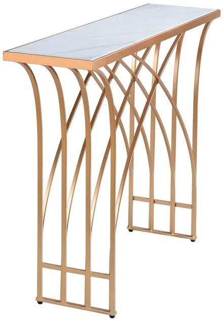 Stylecraft Gold/White Marble Arch Console Table-4