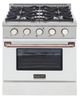 Kucht Professional KDF Series 30" Stainless Steel Pro Style Dual Fuel Range with White Door and Rose Gold Handle-0